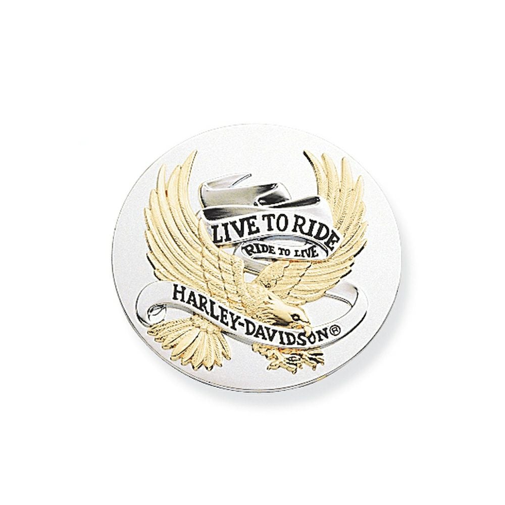 ハーレー純正　ファイアーファイターメダリオン　フラット 99027-90T】ハーレー純正 LIVE TO RIDEロゴ・メダリオン 89mm3.5 in